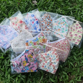หน้ากากผ้า ลายดอกไม้ 3ชั้น หมวดF