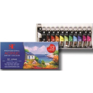 ST Professional สีอะคริลิค แบบหลอด Acrylic Paint 12 สี