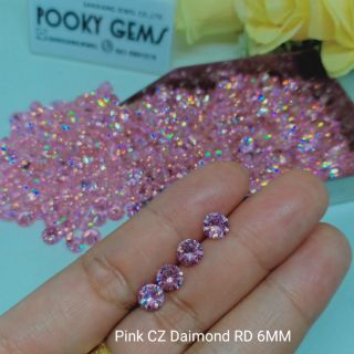 เเพค 100 เม็ด, PINK CZ Daimond เพชรรัสเซีย CZ สีชมพู ทรงกลมขนาด 6.00 มิล