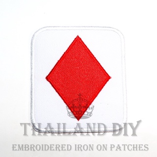 ตัวรีดติดเสื้อ งานปัก ลายไพ่ หน้าไพ่ สัญลักษณ์ ข้าวหลามตัด Diamond Poker cards Patch ตัวรีด WOP DIY อาร์มติดเสื้อ เท่ๆ