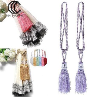 🔥ตกแต่งบ้าน 1 คู่ Tassel Beaded Tiebacks ม่านหน้าต่าง Fringe Tie