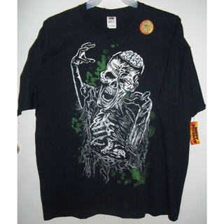 กระหน่ํา เสื้อยืด พิมพ์ลายโครงกระดูกผีดิบ Walking Dead 2 Glow in the Dark Black DAgepg11ALiaia79S-5XL