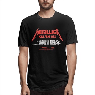 เสื้อผ้าผชLlm เสื้อยืดลําลอง แขนสั้น พิมพ์ลาย Metallica Kill Em All Tracks Backprint Official Band 02 Series คุณภาพสูง แ