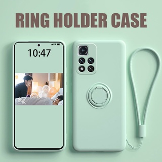 Redmi Note 11 11S Note 11 Pro 5G เคสโทรศัพท์มือถือแบบนิ่ม พร้อมแหวนขาตั้ง และสายคล้องมือ สําหรับ