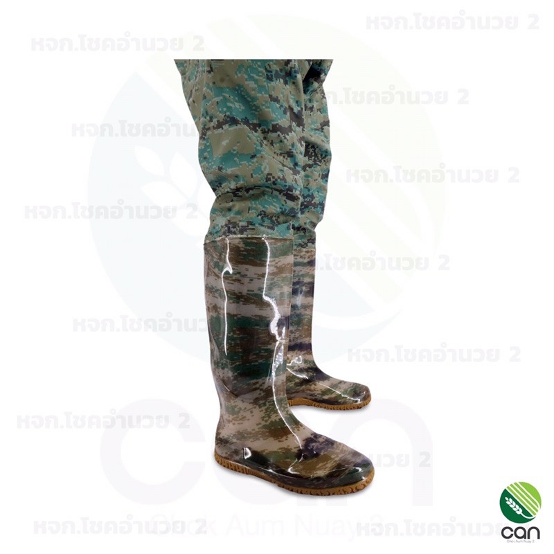 รองเท้าบูทกางเกง กันน้ำ 100% ลายพราง รุ่นหนา อย่างดี !! กางเกงยางกันฝน กางเกงบูทกันน้ำ รองเท้าบูทยาวพิเศษ