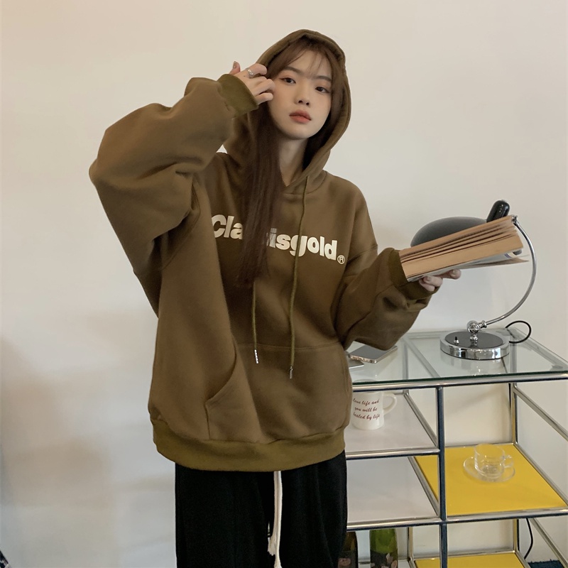 ส่งไวจากไทย SELLDA เสื้อฮู้ด ทรงโอเวอร์ไซส์ ลายพิมพ์ แขนยาว เกาหลี ที่เหมาะกับชายและหญิง