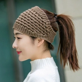 JUNEGOODS ที่คาดผมฤดูหนาวสับปะรดโครเชต์ผ้าพันคอยืดนุ่มสําหรับสาวผ้าโพกหัวถัก