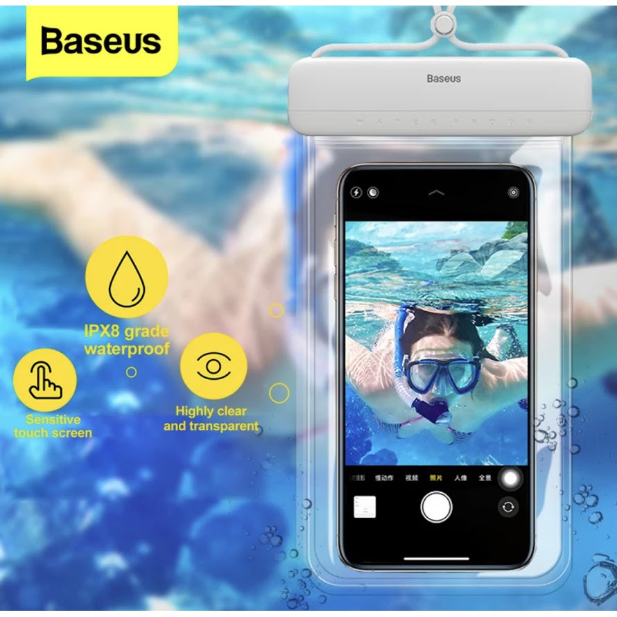 พร้อมส่ง Baseus Universal ซองมือถือ ซองกันน้ำ กันฝน ถ่ายรูปทัชได้ กันน้ำลึก 30M ลอยน้ำได้ Cover Waterproof