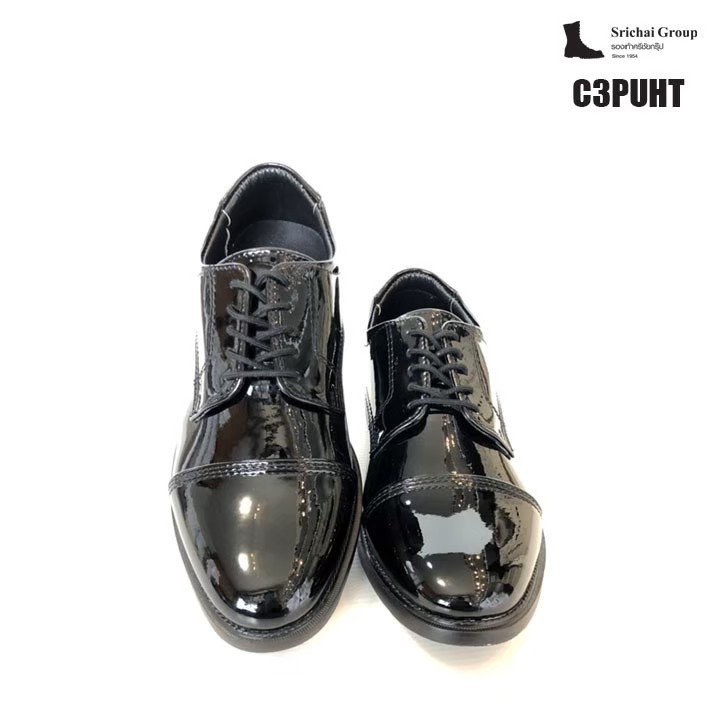 SrichaiShoes รุ่น C3PUHT คัทชู หนังแก้วนาโน ทรงเครื่องแบบ-หัวต่อ