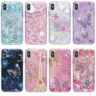 Oppo A71 A77 A83 A1 F5 A12 A12E เคสโทรศัพท์ใสนุ่ม เพชรผีเสื้อ