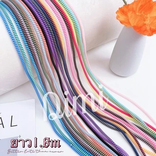 🔥พร้อมส่ง🔥สายเกรียว เรืองเเสง สายถนอมสายชาร์จ เเละ หูฟัง หลายสี 1.4