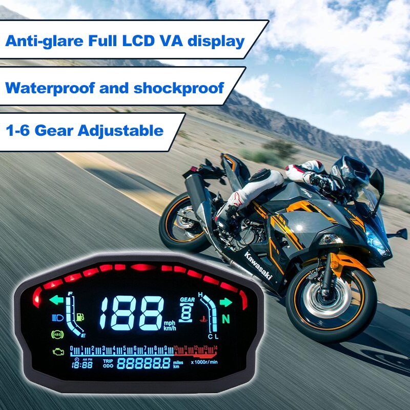 （In Stock）Universal Motorcycle LED LCD Speedometer Digital Backlight ...