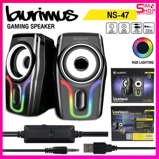 ลำโพงคอม NUBWO NS-47 BURIMUS Gaming Speaker ลำโพง มีไฟ RGB เชื่อมต่อผ่าน JACK 3.5mm + USB ระบบเสียง Stereo ใช้งานง่าย