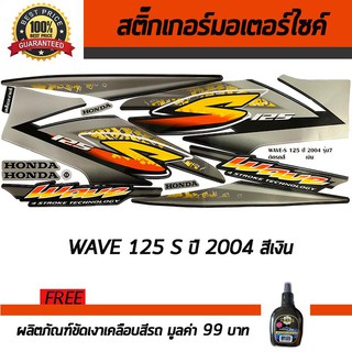 สติ๊กเกอร์ติดรถ สติ๊กเกอร์ติดรถมอเตอร์ไซค์ Honda Wave125S 2004 สีเทา ฟรี!!น้ำยาเคลือบเงา