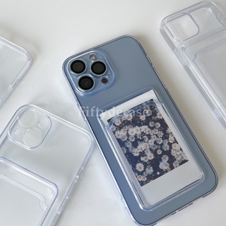 เคสใสใส่บัตร ใส่รูป รุ่นคลุมกล้องหลัง ป้องกันกล้องหลังfor  iPhone  15 pro max 14 pro max 13 pro 13 mini 12 11 Pro Max Mini 7 8 6 6s Plus X Xr Xs Max 7Plus 8Plus case  รุ่นใหม่ล่าสุดอัพเกรดเคสไม่เหลือง