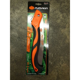 pumpkinเลื่อยตัดกิ่งไม้แบบพับได้ยี่ห้อpumpkin เลื่อยพูลซอใบเลื่อยยาว10"ใบเลื่อยคมตัดแต่งกิ่งง่ายสะดวก  รอยตัดเรียบเนียน