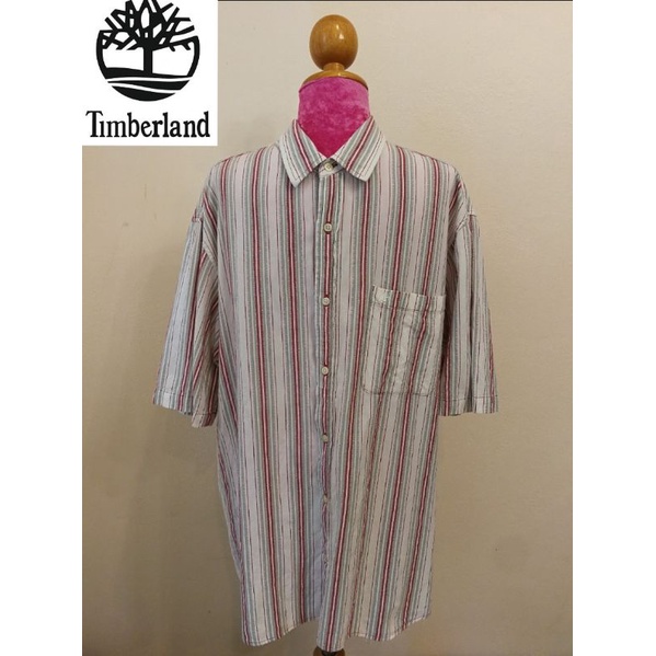 Timberland Brand_2nd hand เสื้อเชิ้ตแขนสั้นผ้าฝ้าย​ 💯%/ Size XL/ Made in India 🇮🇳 / แท้มือสองกระสอบนำเข้า​