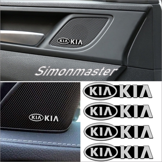 สติกเกอร์อลูมิเนียม รูปตราสัญลักษณ์ สําหรับติดตกแต่งภายในรถยนต์ KIA Sorento Optima Soul Ceed จํานวน 4 ชิ้น ต่อชุด