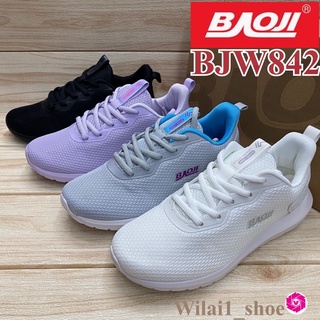 Baoji BJW  842 รองเท้าผ้าใบหญิง (37-41) สีดำ/ขาว/เทา/ม่วง ซล