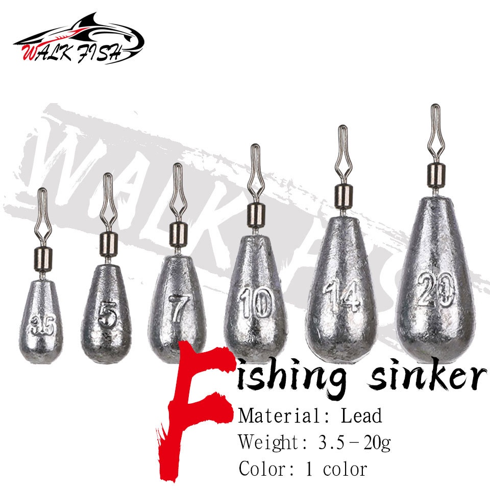 Walk FISH ตัวถ่วงน้ําหนักตกปลา 3.5, 5, 7, 10, 14, 20 กรัม 5 ชิ้น ต่อล็อต