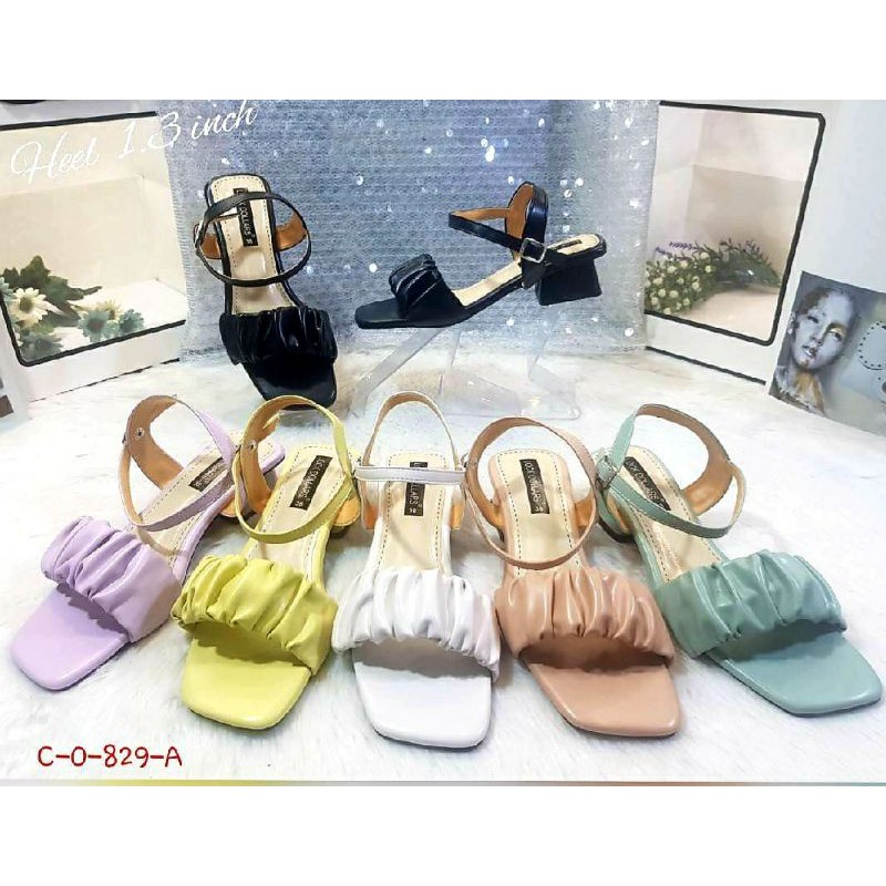 รองเท้ารัดส้น Size 36-44 แบบหน้าจีบ มีส้น 2 นิ้ว สีสวย สดใส ใส่สวย ใส่ออกงาน น่ารักมากๆคะ