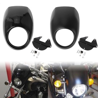 Motorcycle Black Headlight Fairing Cover Front Fork Mount Kits Head Light Mask For Harley 883 1200 Dyna Sportster 1973-U