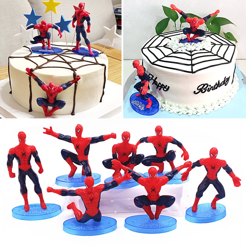 HJ Spiderman CAKE Display 1 ชุด 7 ชิ้น / Spiderman Display 1 ชุด 7 แอ็คชั่น / SPIDERMAN CAKE TOPPER 