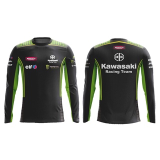 MOTOSHIRT KAWASAKI KA-C01-19 เสื้อขี่มอเตอร์ไซต์ MOTOGP เสื้อคอกลม แขนยาว