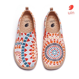 UIN รองเท้าเดินทางสำหรับผู้หญิงเดินบนผ้าใบโลฟเฟอร์ลำลองน้ำหนักเบาสบายรองเท้าผ้าใบแฟชั่นทาสีอากาศ Sunshine ในโมร็อกโก