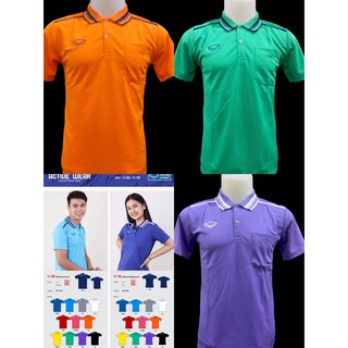 12-589 เสื้อโปโลชายสีพื้นแกรนด์สปอร์ต ตัดต่อลายที่บ่าและปกเสื้อขาว,ดำ,เหลือง,น้ำเงิน