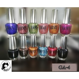 เซตสีทาเล็บกากเพชร Army Glitter Nailคละสี Set GA-4 12 ขวด