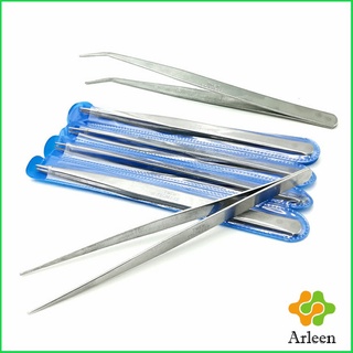 Arleen คีบหนีบสแตนเลส คีมหนีบอเนกประสงค์ มี 2 แบบ ปากคีบงอ ปากคีบแหลม Stainless steel tweezers