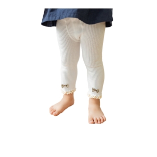 กางเกงเลกกิ้ง ผ้าฝ้าย ประดับโบว์ สําหรับเด็กผู้หญิง อายุ 0-4 ปี