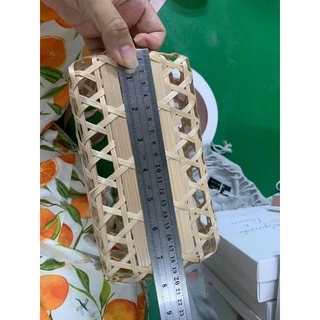 ตะกร้าไม้ไผ่พร้อมตกแต่ง 7.5x4x4 นิ้ว
