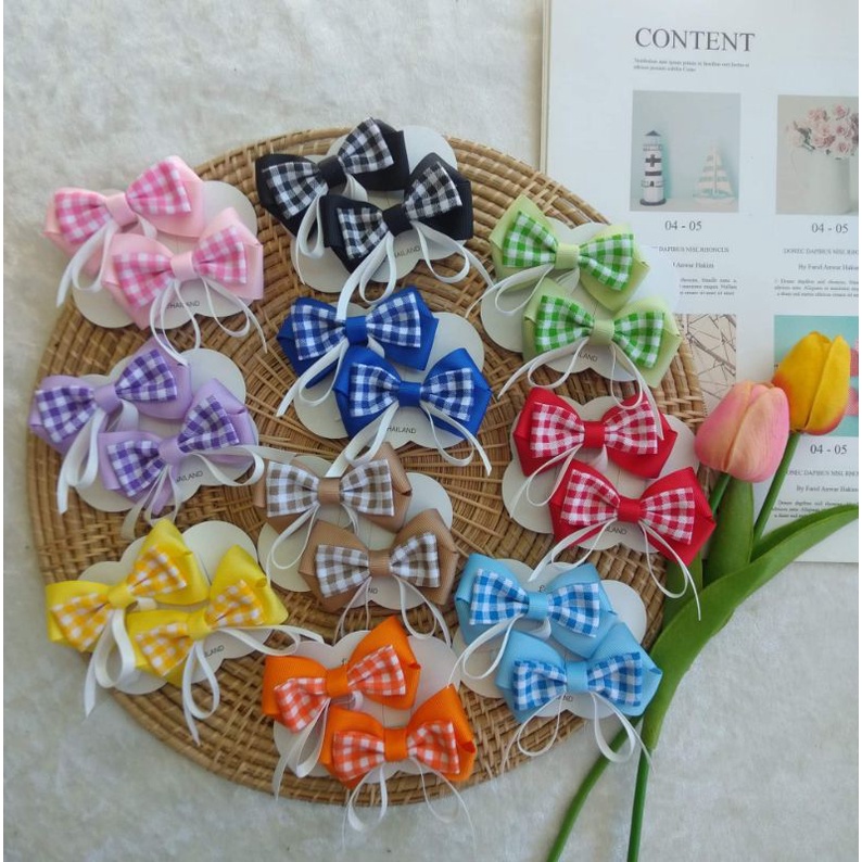 โบว์ติดผมเด็กลายสก๊อตทรงป่อง (ราคา/1คู่) – โปรปัง