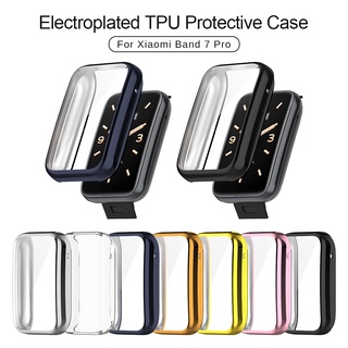 สร้อยข้อมือชุบ สําหรับ Xiaomi Band 7 Pro กระจกนิรภัย ป้องกันหน้าจอ สําหรับ Mi Band7pro Miband TPU เคสป้องกัน