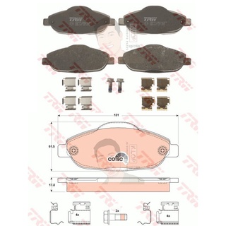 GDB1761 ผ้าเบรค-หน้า(TRW) (เนื้อผ้า COTEC) PEUGEOT 308 1.6L 09