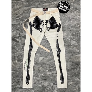 **ส่งฟรี** ✅พร้อมส่ง ของแท้ล้าน%✅ Hold’em Skeleton Hand painted white denim jeans