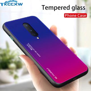 OnePlus 8 7 7T Pro 1+8 1+7 1+7T Pro Casing Gradient Soft TPU Edge Tempered Glass Phone Case Back Cover