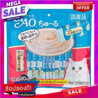 เชาว์ชูรุครีมแมวเลียปลาทูน่าผสมปลาโอแห้ง 14กรัม แพค 20 Chow Churu Cat Licking Tuna and Dried Oysters Cream 14g. Pack 20