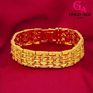 Ga เครื่องประดับแฟชั่น สร้อยข้อมือ ชุบทอง 24k แบบหนา สไตล์เกาหลี สําหรับผู้ชาย