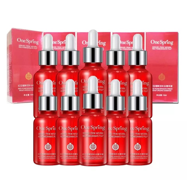 เซรั่มทับทิม One spring ชุด 10 ชิ้น สุดคุ้ม เซรั่มหน้าขาวเนียนใส เซรั่มลดริ้วรอย ผิวเรียบเนียน ด้วยสารสกัดจากทับทิม