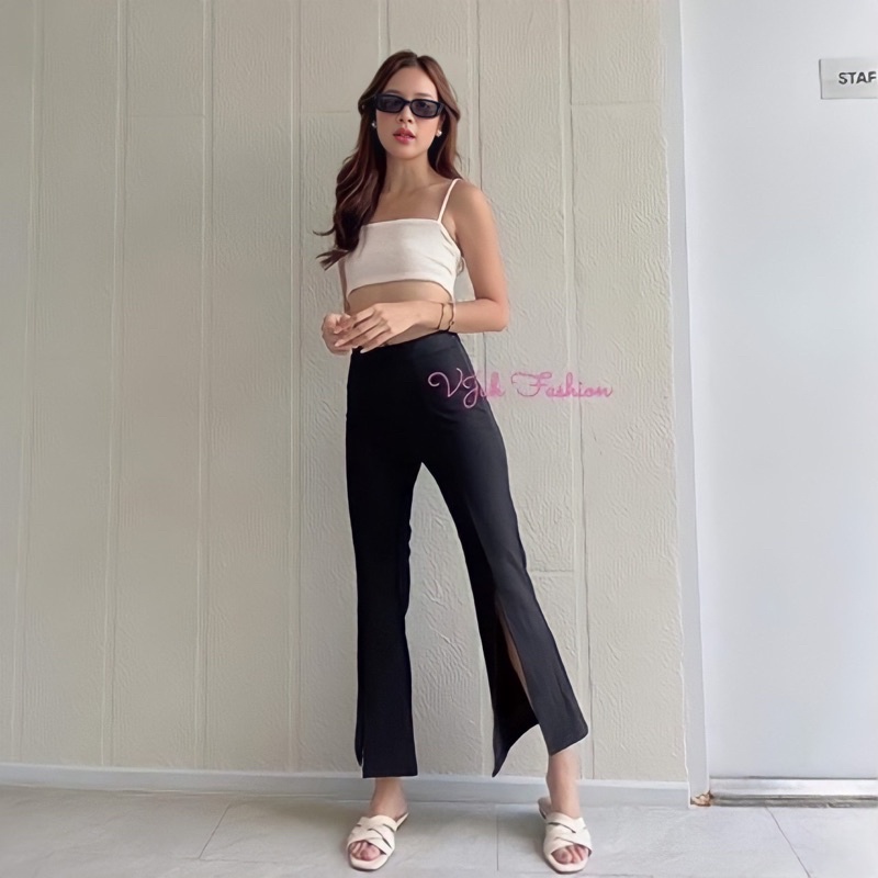 กางเกงขาม้าผ่าหน้า ผ้าดีมาก (นางแบบถ่ายจากสินค้างานจริง)