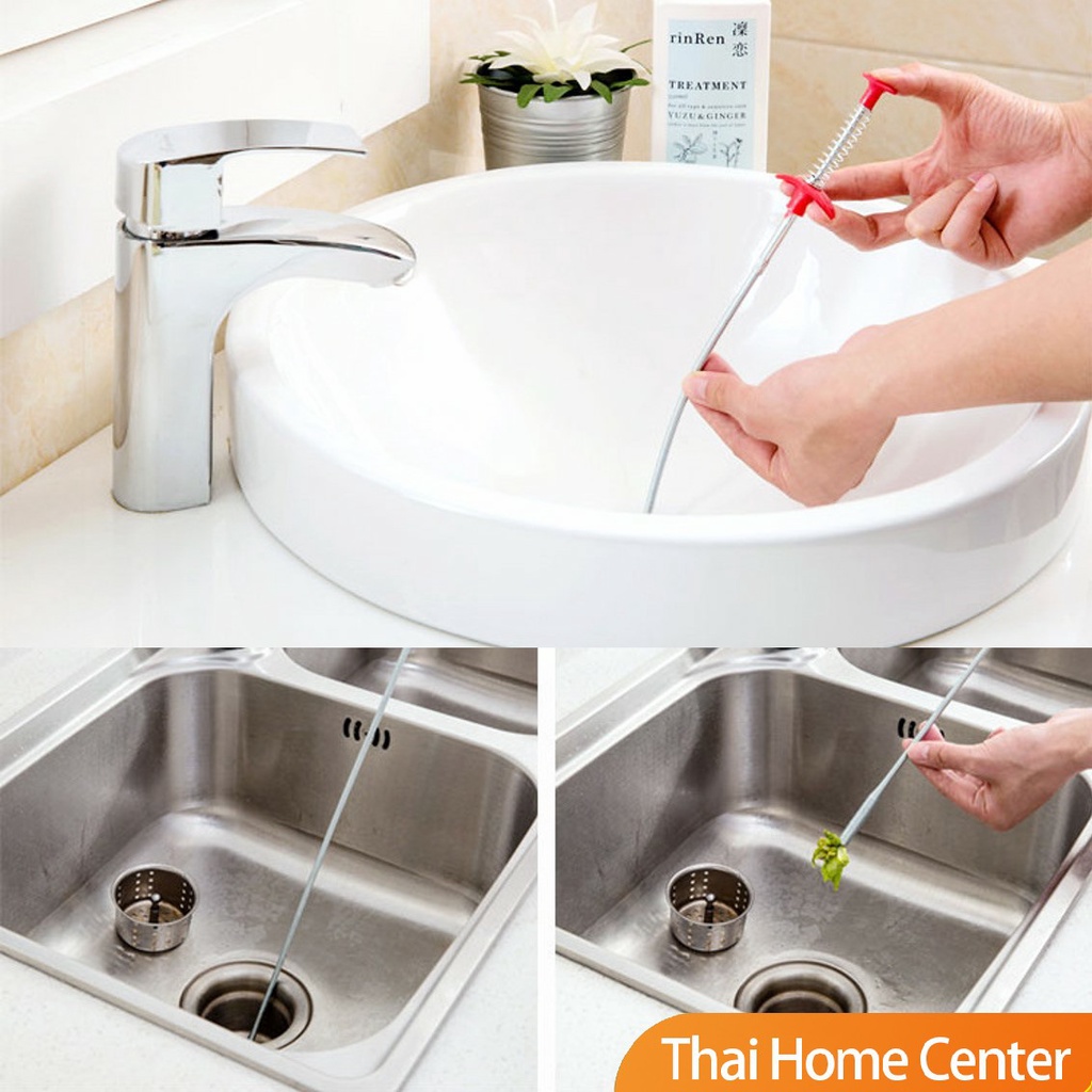 KDX งูเหล็กทะลวงท่อตัน  แก้ท่อตัน สปริงทะลวงท่อตัน งูเหล็ก (ยาว60 เซน 60cm) Drain Pipe Jam Cleaner