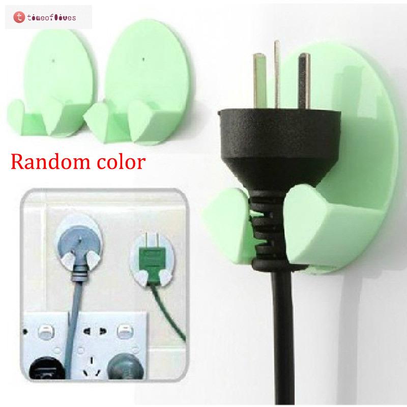 TF▶ 2Pcs Practical Self-AdheSive Power Plug Socket Holder Sticky Hooks Home Hotel Wall Hanger Storage Tools