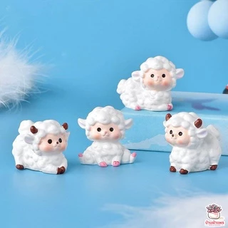 แกะน้อยร่าเริง [ เซต 6 ชิ้น ] ตุ๊กตาจิ๋ว โมเดลจิ๋ว แต่งสวน