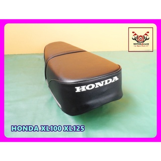 HONDA XL100 XL125 "BLACK" COMPLETE DOUBLE SEAT with "CHROME" TRIM // เบาะ เบาะรถ สีดำ มีคิ้วโครเมี่ยม ผ้าเรียบ