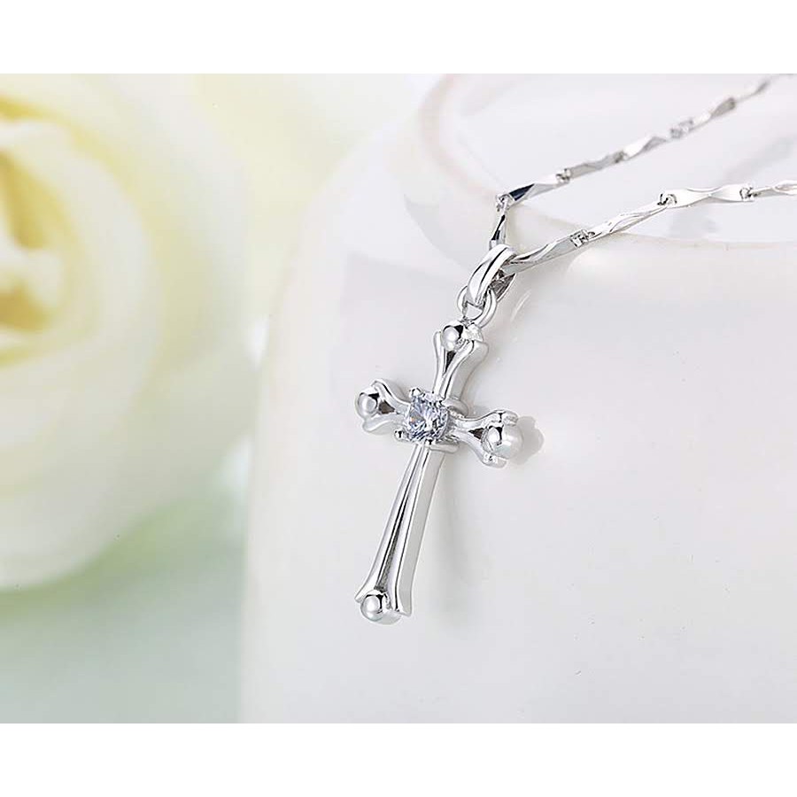 สร้อยคอคริสตัลหินไขว้ - เครื่องประดับเงิน Panmila [TS-MDC-X008]