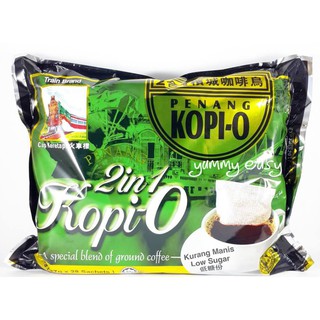 kopi 2in1 Black Coffee plus Low Sugar กาแฟดำ ปีนัง โกปี้-โอ (โอเลี้ยงเข้มข้น) สูตรน้ำตาลน้อย ขนาดบรรจุ 1ห่อ (28g x 28Sac