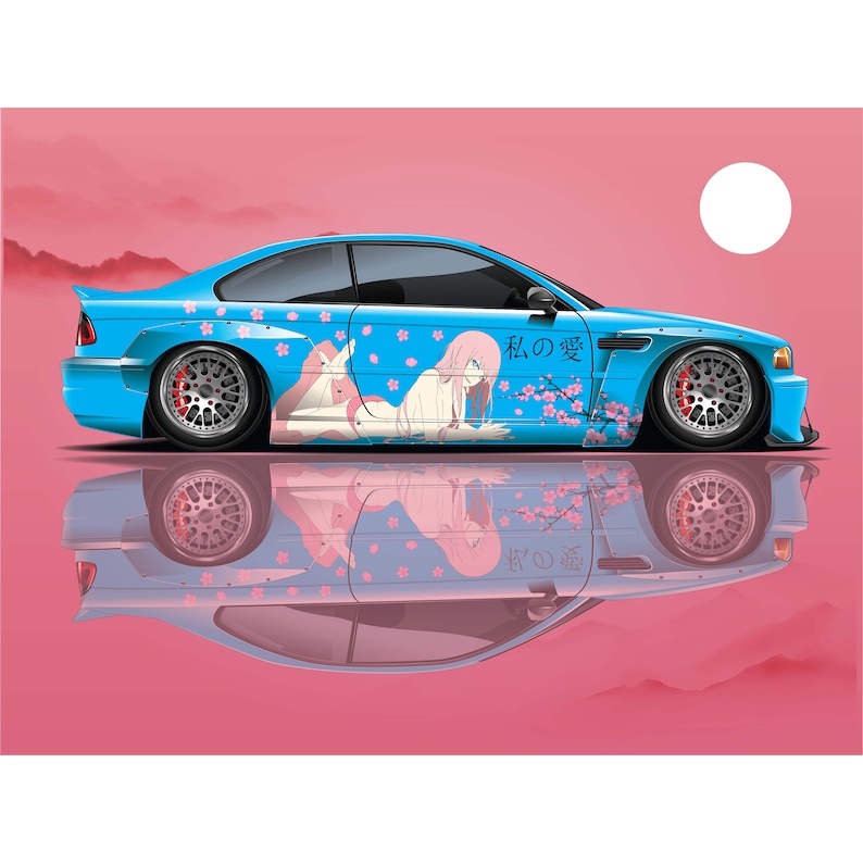 Japanese Anime Vehicle Livery Manga Theme Side Car Wrap Cast Vinyl Wrap